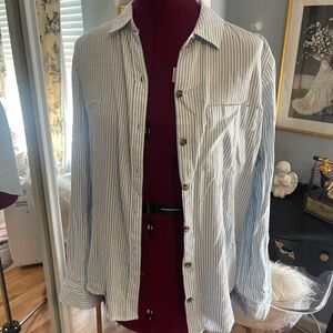 SO Blue and White Striped Button Down Shirt